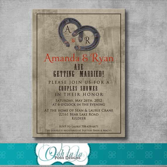 OohlalaPoshDesigns Bridal Shower Invitations with Rustic Charm