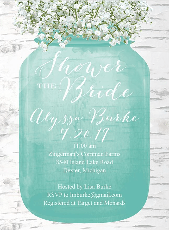 Baby's Breath Bridal Shower Invitations with Rustic Charm