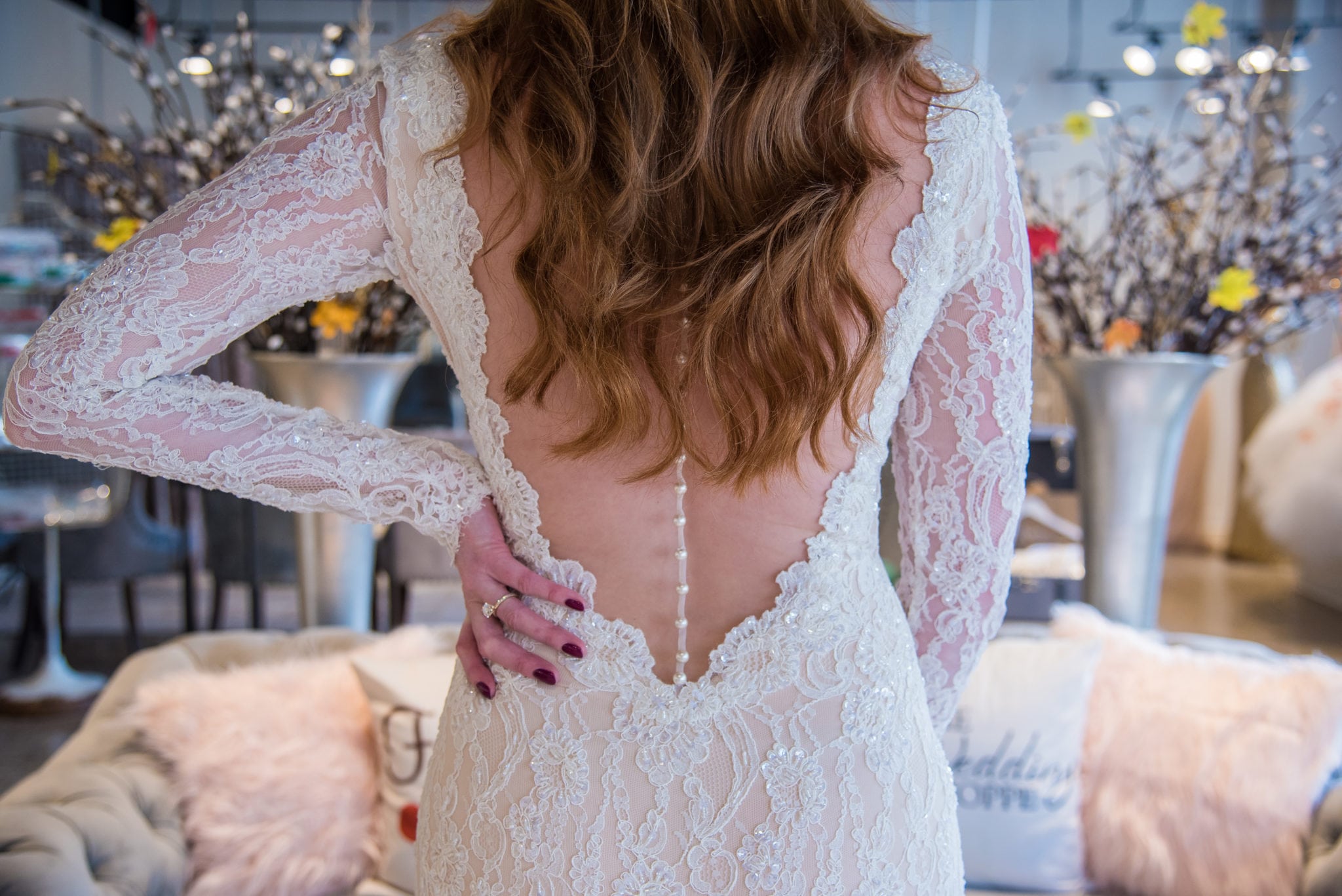 Pearls are a classic and romantic embellishment on wedding dresses this fall.