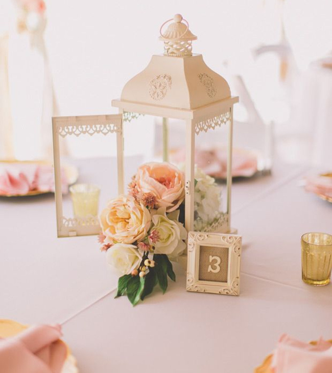 lantern spring wedding centerpiece