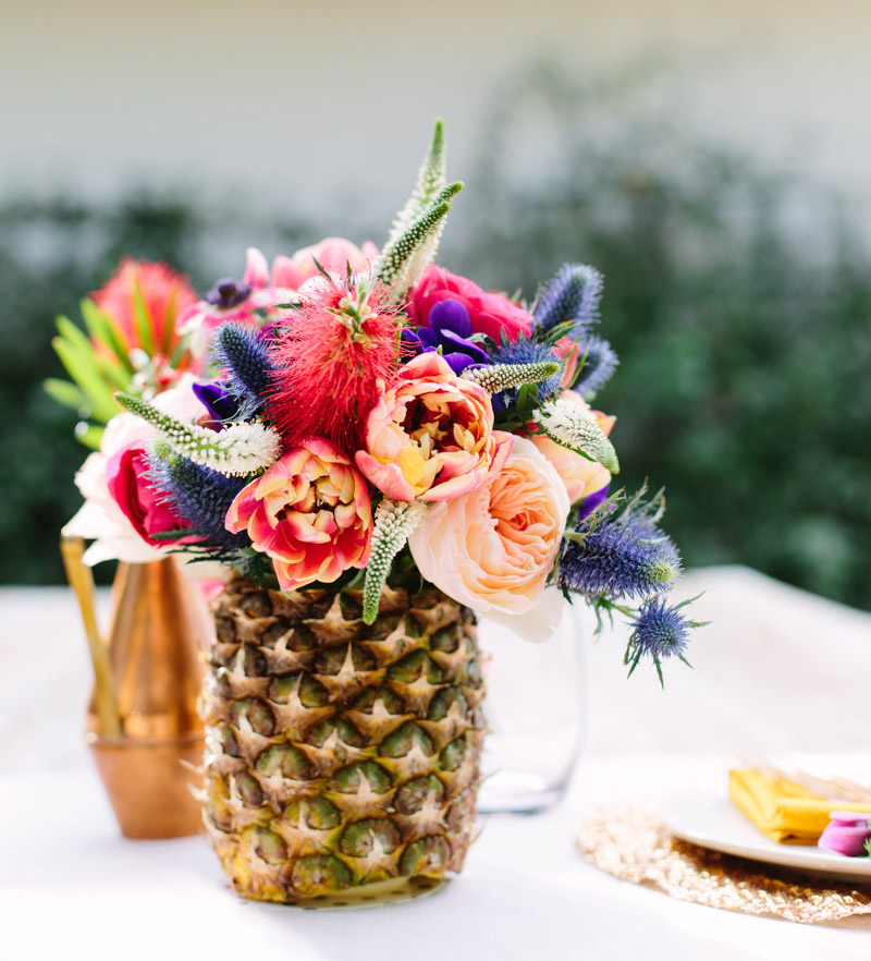 pineapple vase spring wedding centerpiece