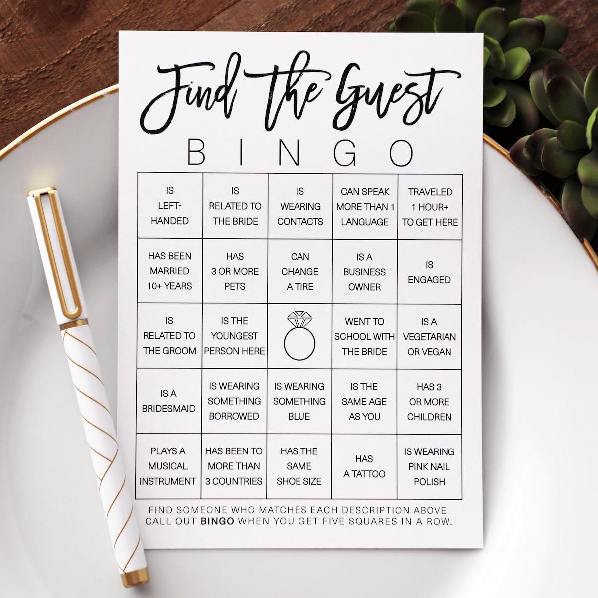 virtual bridal shower games bingo