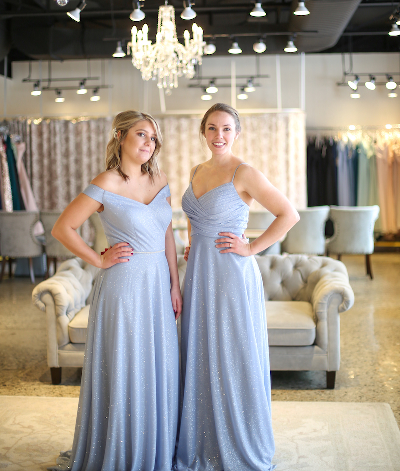 monochromatic bridesmaid dresses