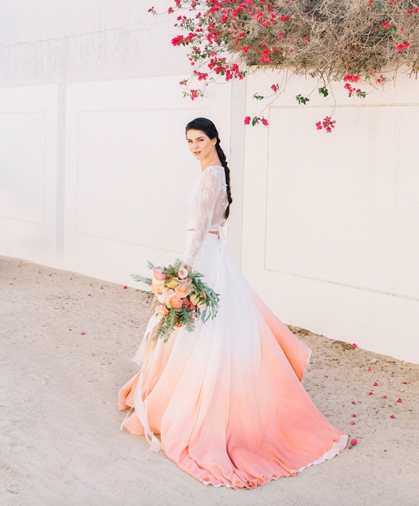 blush ombre wedding dress