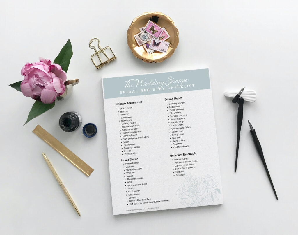 checklist for wedding registry