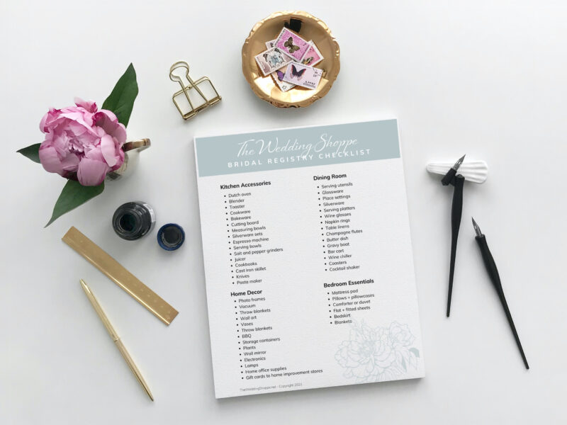 checklist for wedding registry
