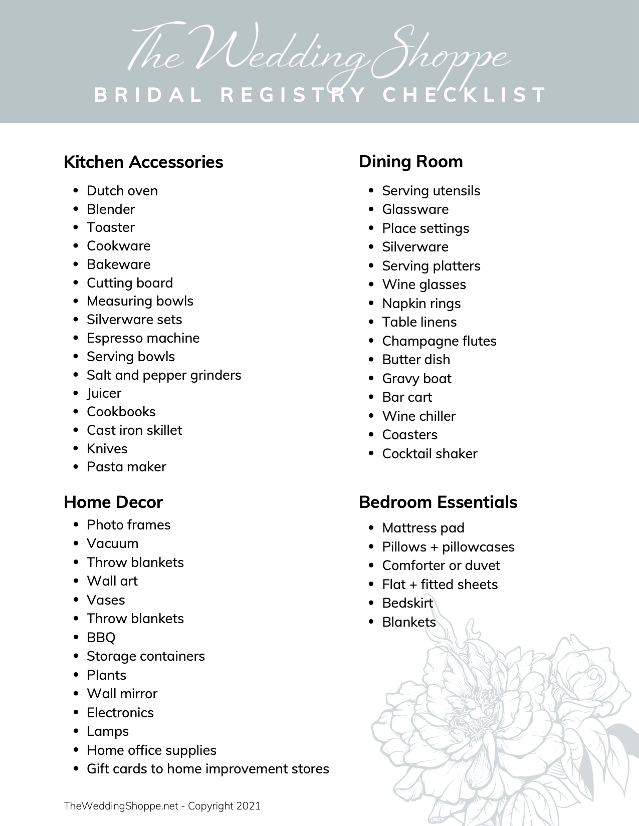 The Ultimate Wedding Registry Checklist for Brides The Wedding Shoppe