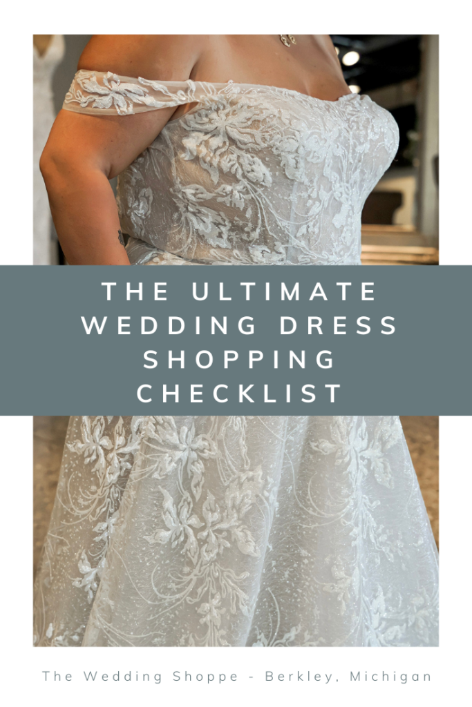 Ultimate wedding dress shopping checklist pinnable