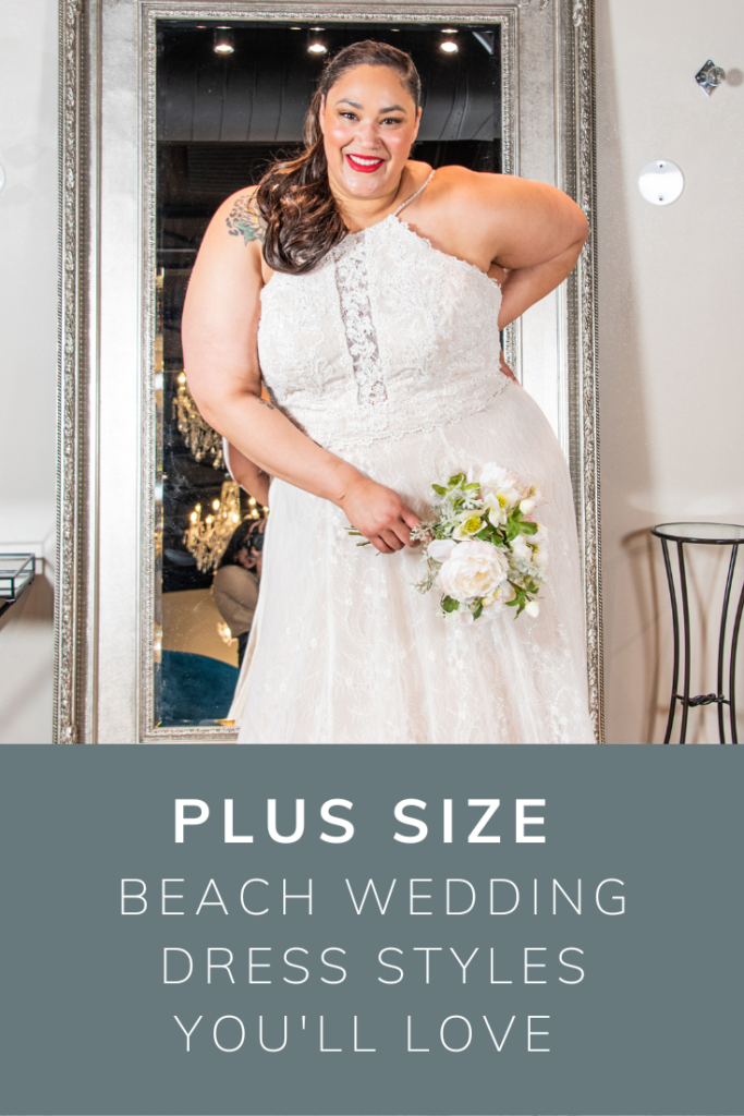 A woman in a plus sized wedding dress