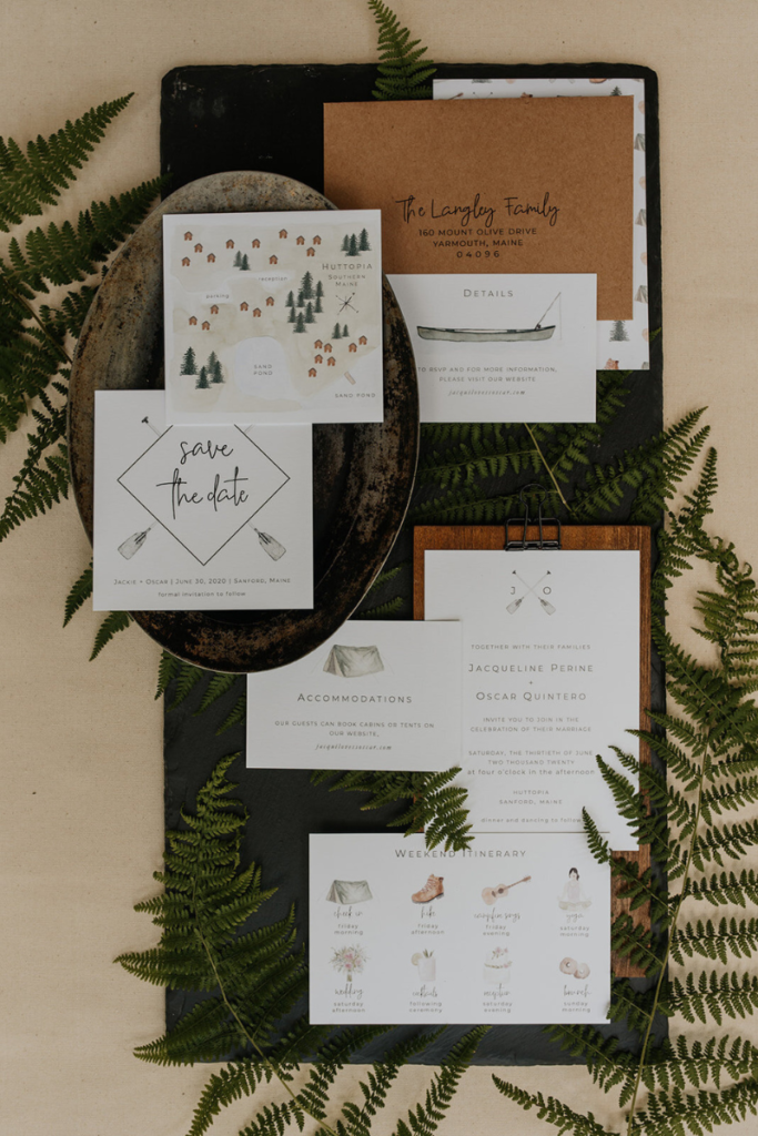 wedding invitations on wall