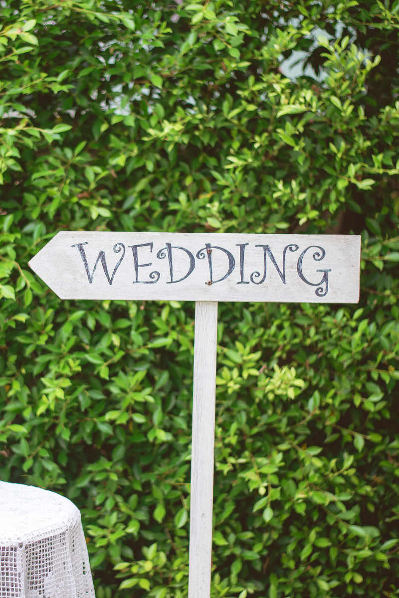 pointed wedding sign