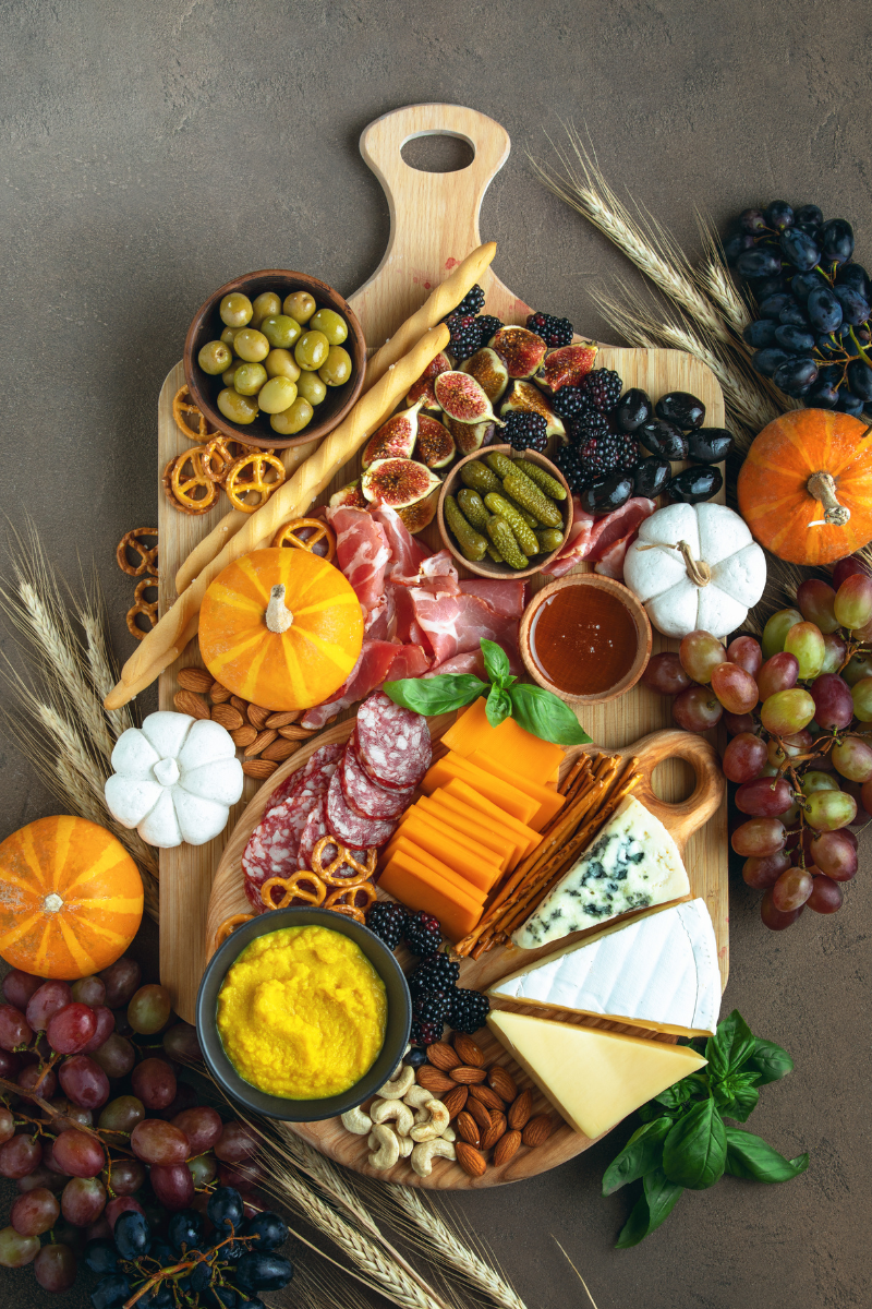 Charcuterie board with fall theme