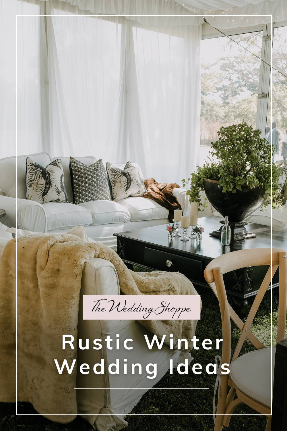 blog post graphic for "Rustic Winter Wedding Ideas" by The Wedding Shoppe