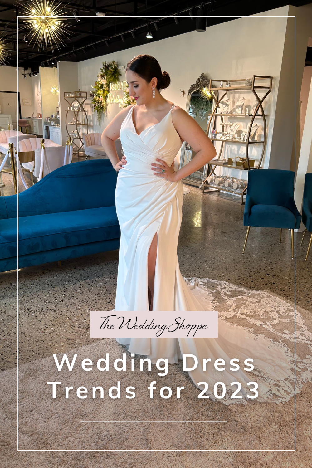 blog post graphic for "Wedding Dress Trends for 2023" from The Wedding Shoppe