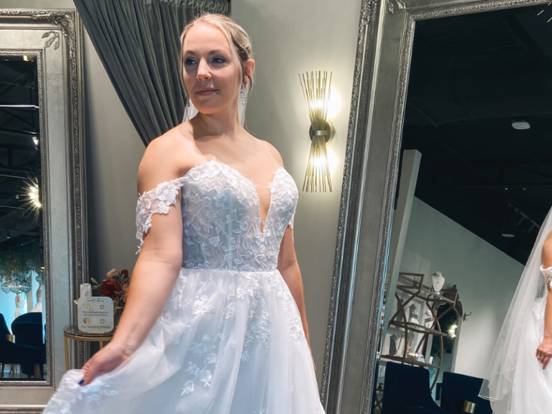 embellished, lightweight, and flowing wedding gown from Calla Blance