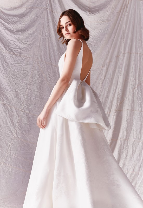 modern couture wedding gown with open back