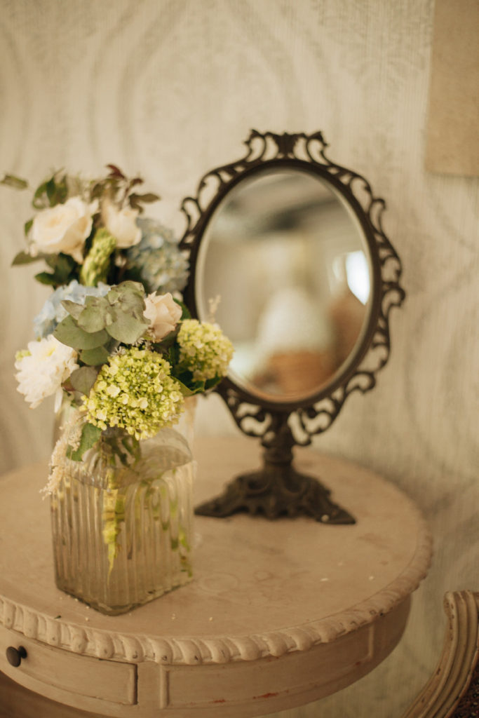 cottagecore style flowers and mirror