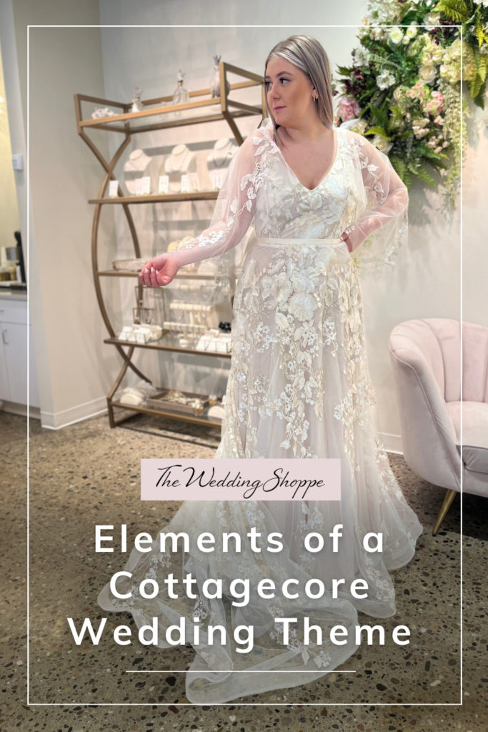 blog post graphic for "Elements of a Cottagecore Wedding Theme" from The Wedding Shoppe
