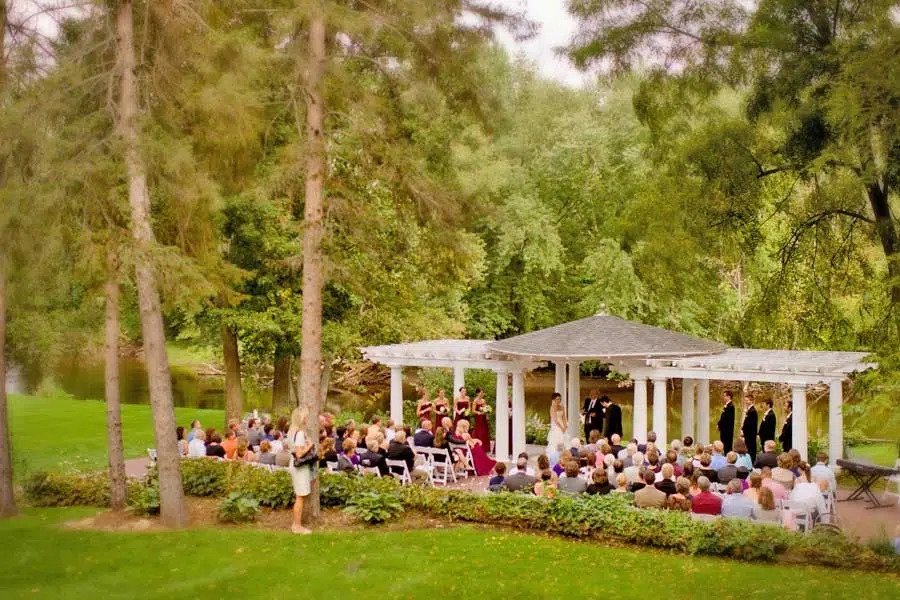 wedding ceremony in pagoda next to a beautiful forest at The English Inn