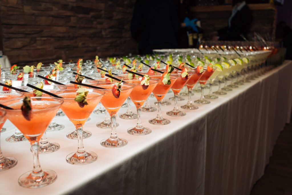 strawberry and lime cocktails for a wedding rehearsal dinner