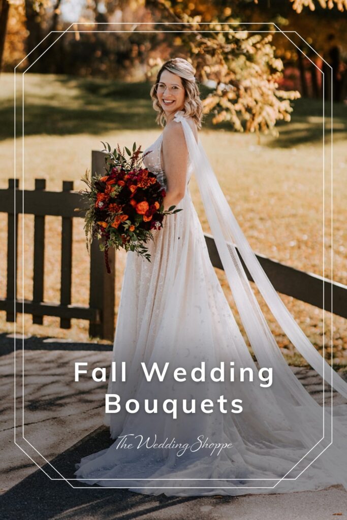 blog post graphic for "Fall Wedding Bouquets" from the Wedding Shoppe