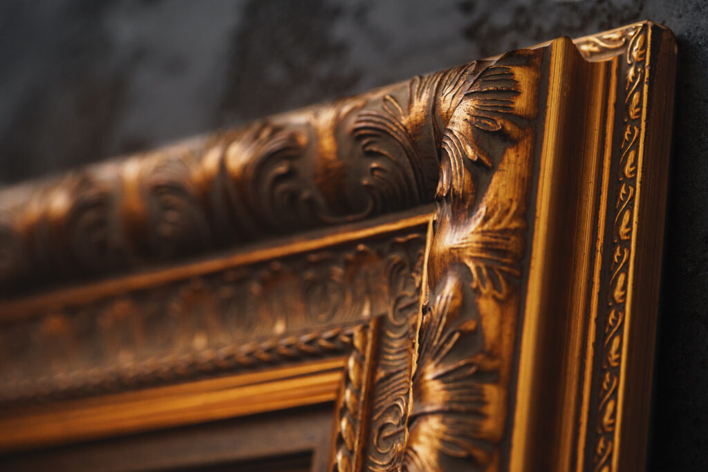 ornate Victorian gold picture frame for an old-fashioned wedding