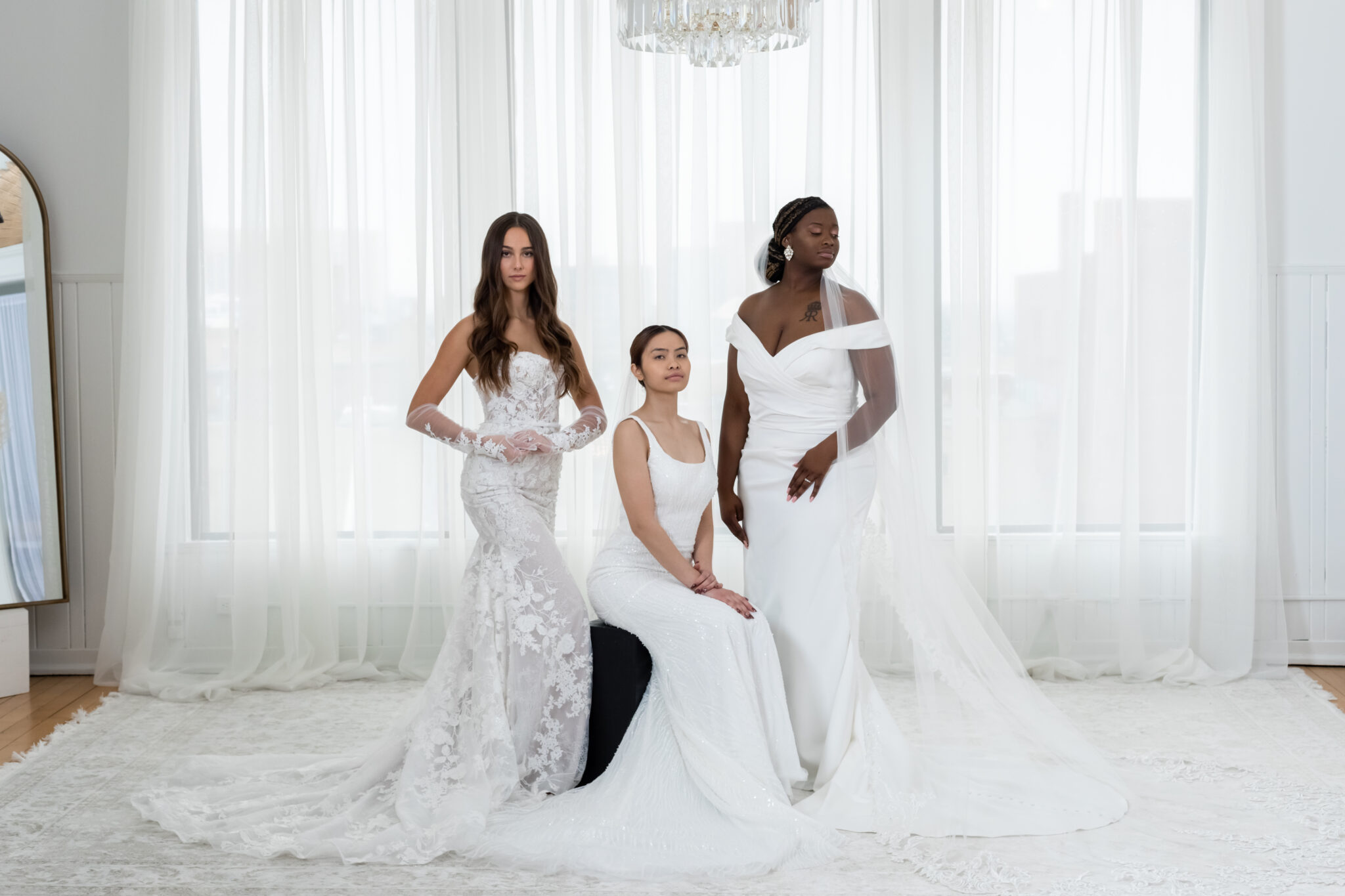 three brides grouped together for photo