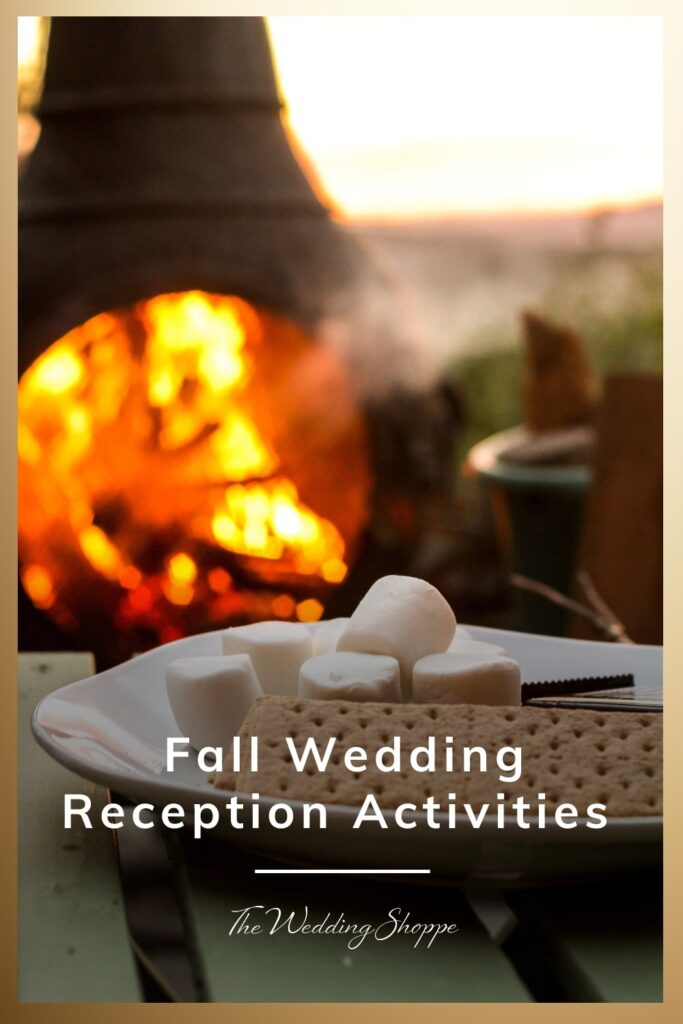blog post graphic for "Fall Wedding Reception Activities" from the Wedding Shoppe