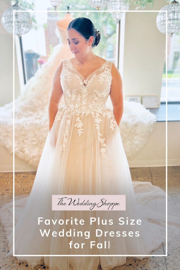 Blog post graphic for "Favorite Plus Size Wedding Dresses for Fall" from The Wedding Shoppe