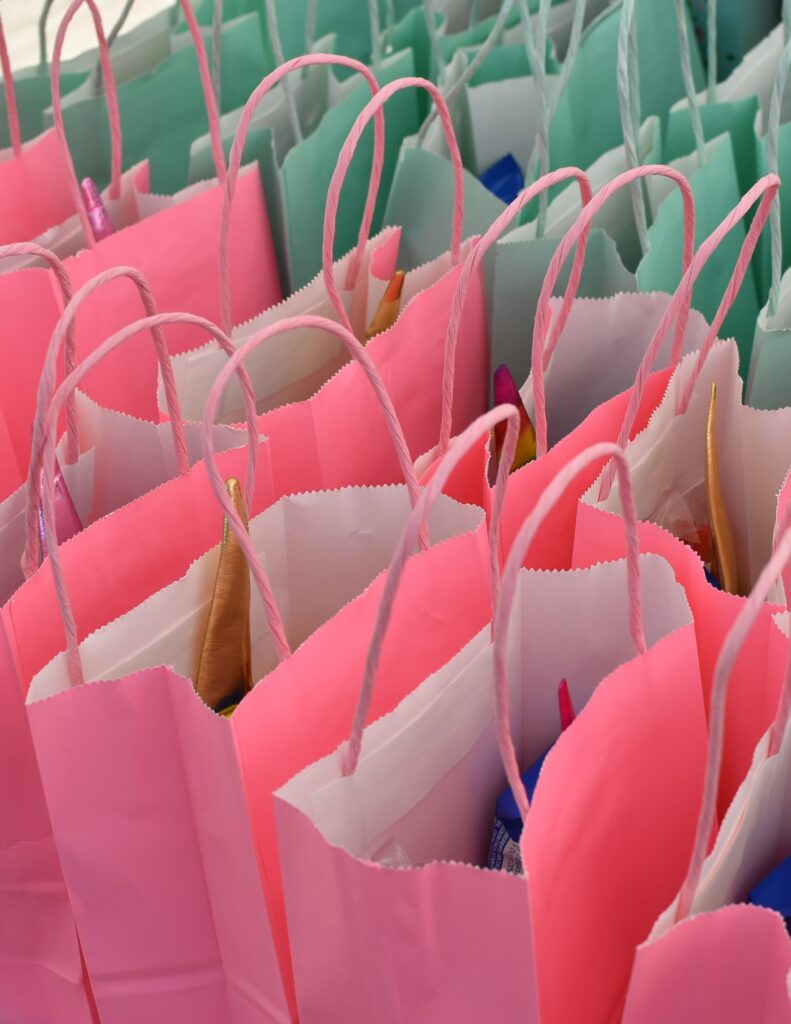 pink goodie bags perfect for a barbie bachelorette party