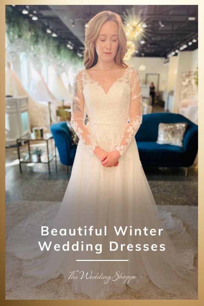 blog post graphic for "Beautiful Winter Wedding Dresses" from The Wedding Shoppe