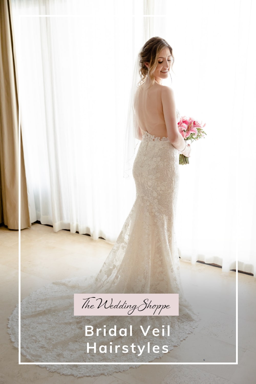 blog post graphic for "Bridal Veil Hairstyles" from The Wedding Shoppe
