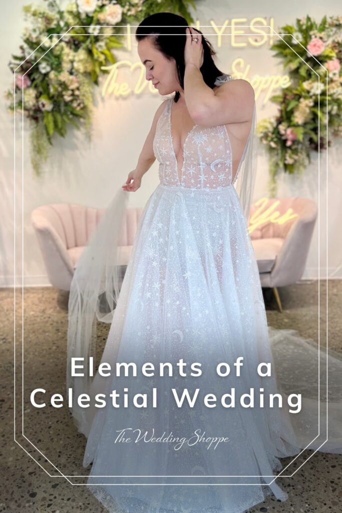 blog post graphic for "Elements of a Celestial Wedding" from The Wedding Shoppe
