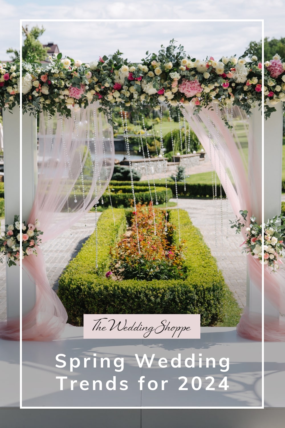 pinnable graphic for "Spring Wedding Trends for 2024" from The Wedding Shoppe