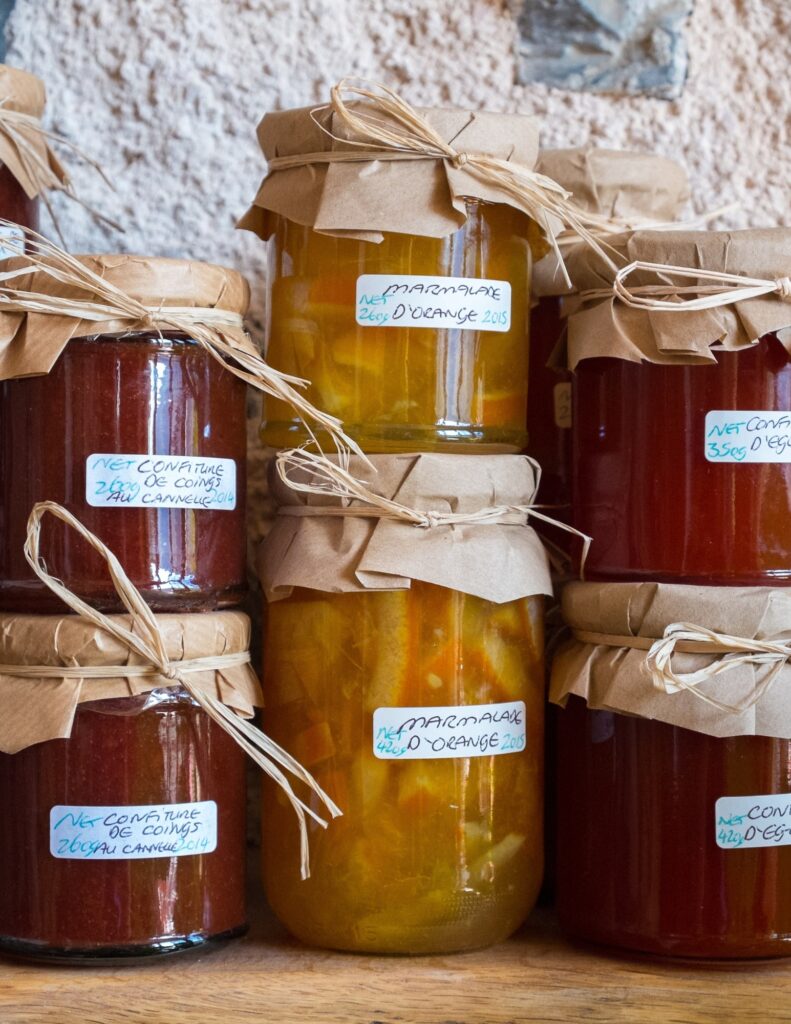fruit jams in jars homemade for summer wedding favors