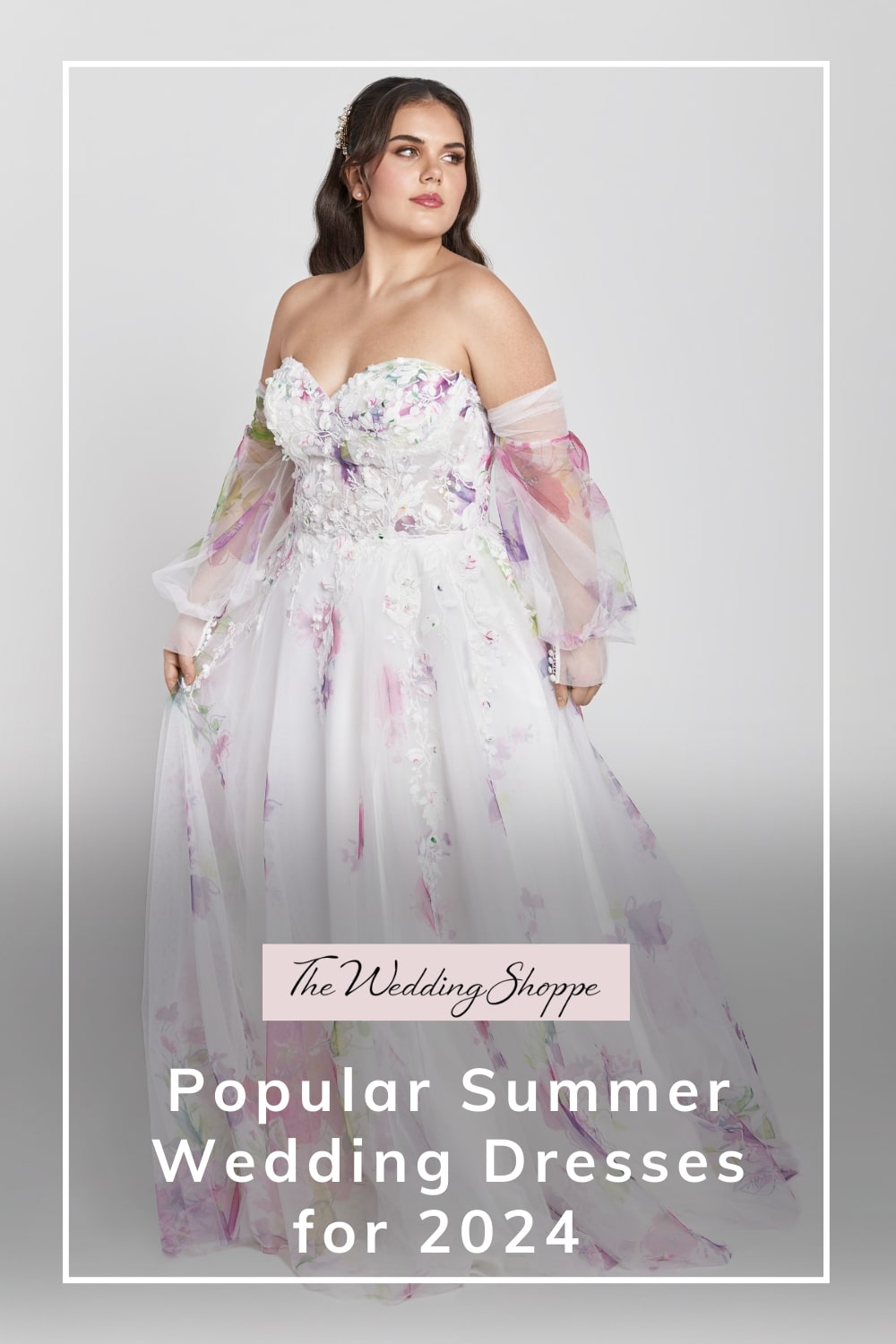 pinnable graphic for "Popular Summer Wedding Dresses for 2024" from The Wedding Shoppe
