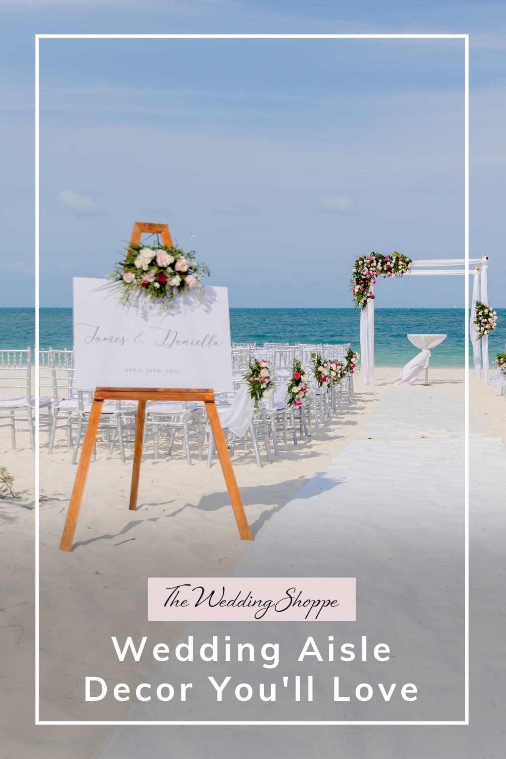 Pinnable graphic for "Wedding Aisle Décor You'll Love" from The Wedding Shoppe