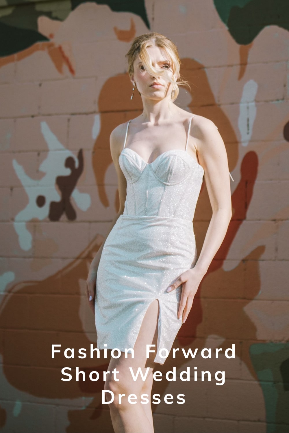pinnable graphic for "Fashion Forward Short Wedding Dresses" from The Wedding Shoppe