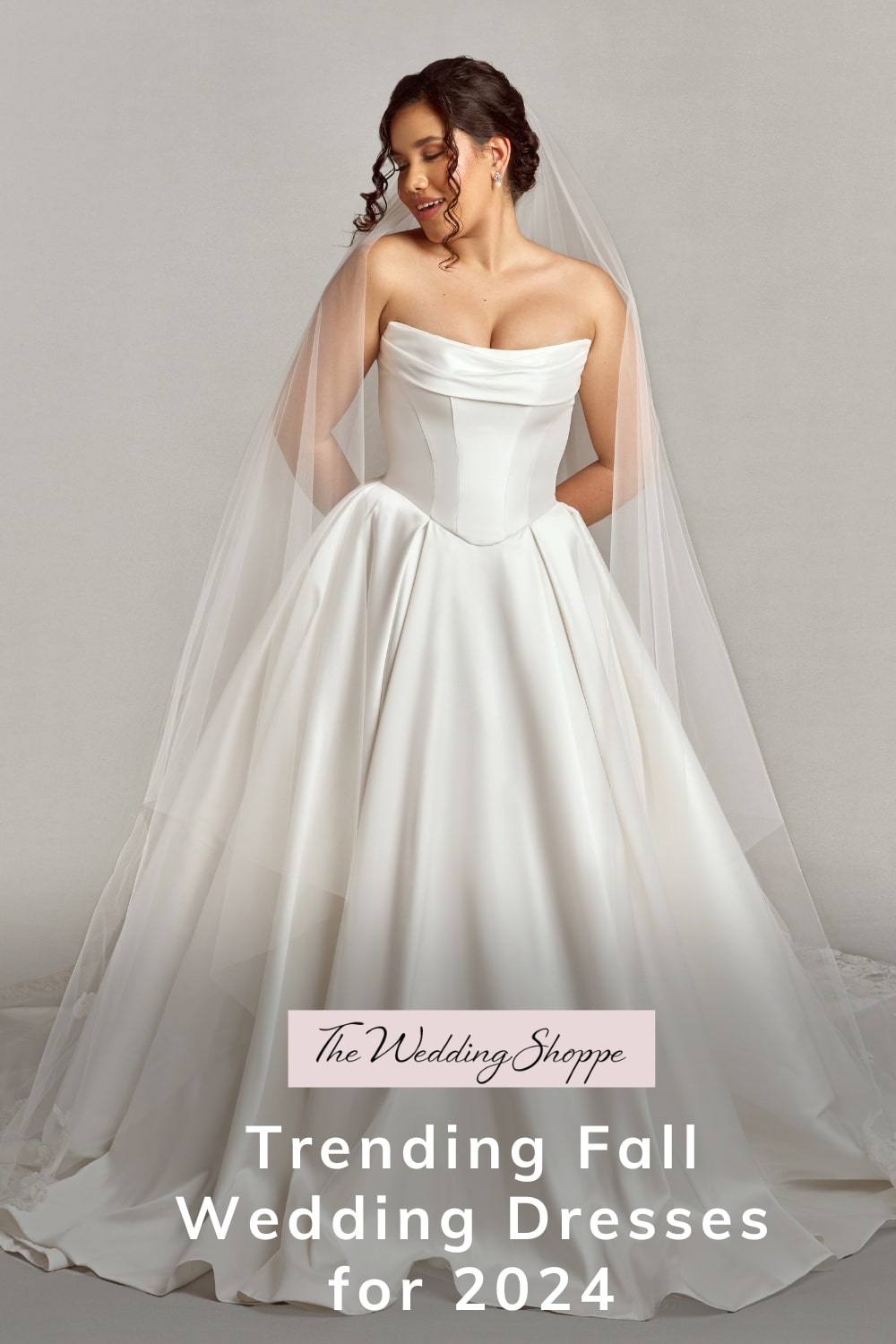 Pinnable graphic for "Trending Fall Wedding Dresses for 2024" from The Wedding Shoppe