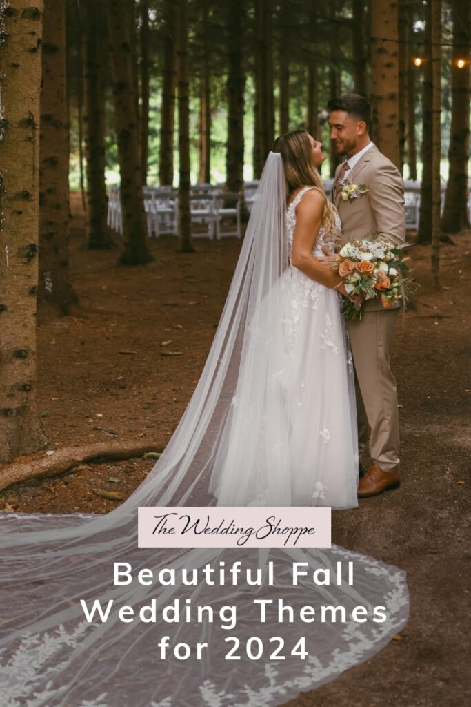 pinnable graphic for "Beautiful Fall Wedding Themes for 2024" from The Wedding Shoppe