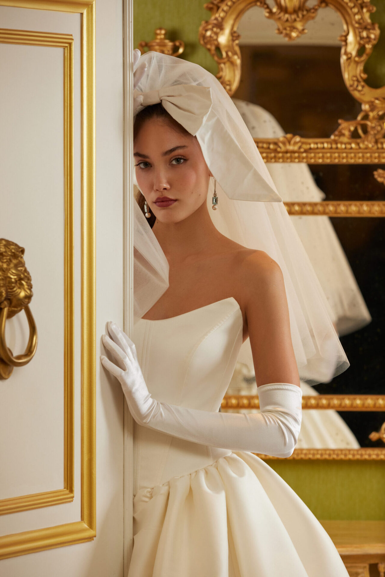 Sareh Nouri model wearing dress in ornate setting