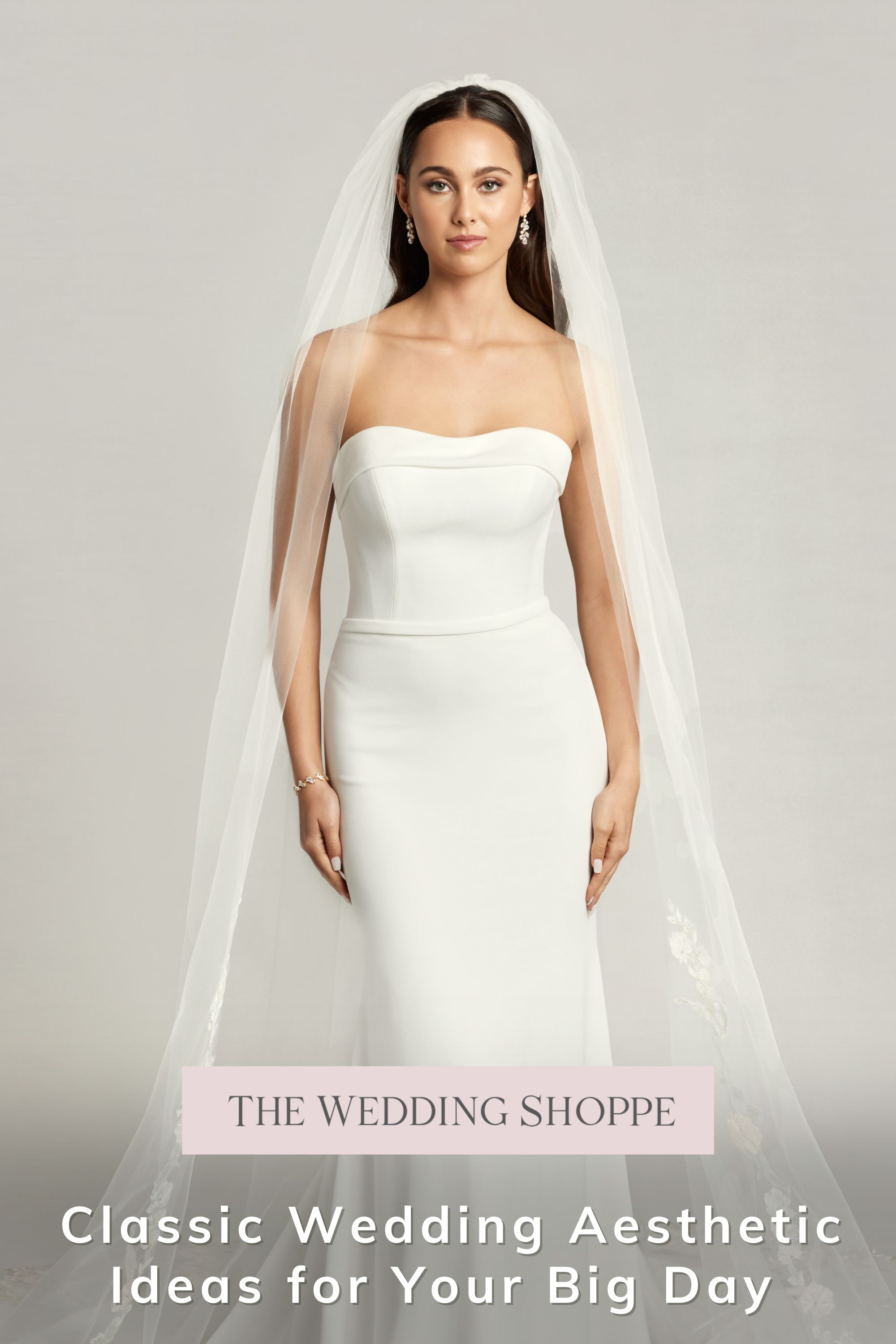 Pinnable blog post graphic for "Classic Wedding Aesthetic Ideas for Your Big Day" from The Wedding Shoppe.