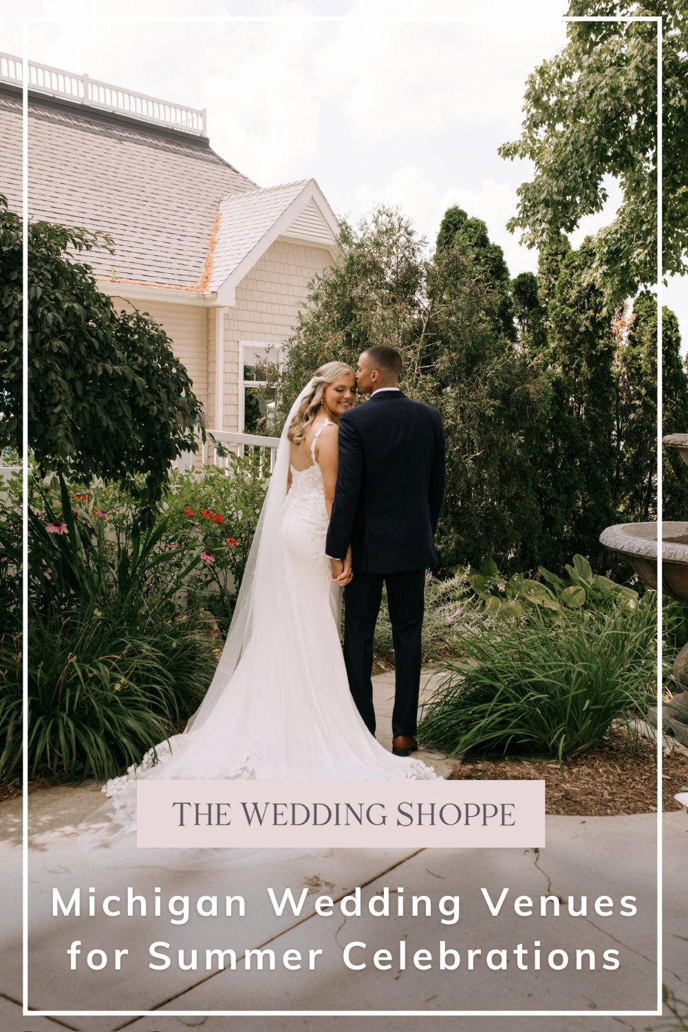 Pinnable blog post graphic for "Michigan Wedding Venues for Summer Celebrations" from The Wedding Shoppe.