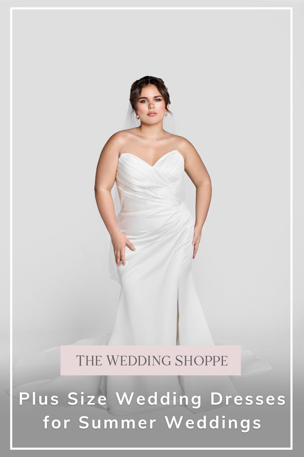 Pinnable blog post graphic for "Plus Size Wedding Dresses for Summer Weddings" from The Wedding Shoppe.