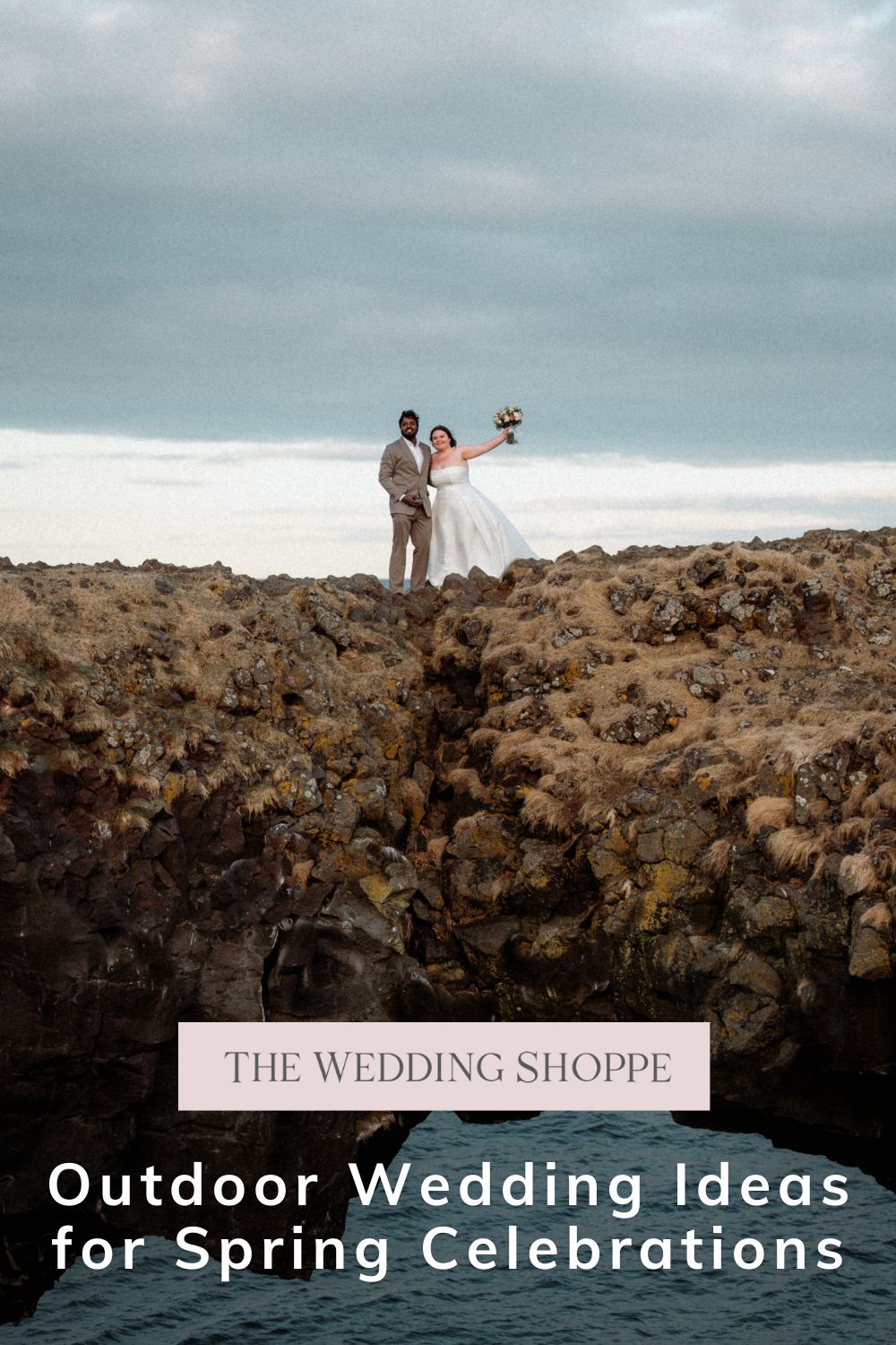 Pinnable blog post graphic for "Outdoor Wedding Ideas for Spring Celebrations" from The Wedding Shoppe.