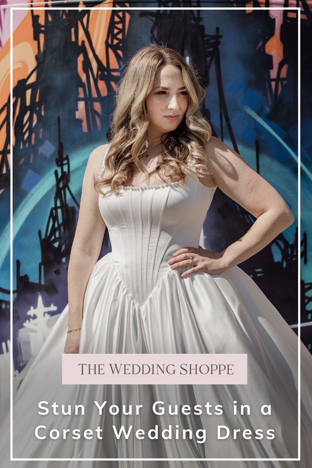 Pinnable blog post graphic for "Stun Your Guests in a Corset Wedding Dress" from The Wedding Dress.