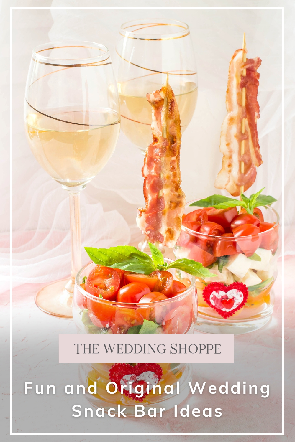 Pinnable blog post graphic for "Fun and Original Wedding Snack Bar Ideas" from The Wedding Shoppe.