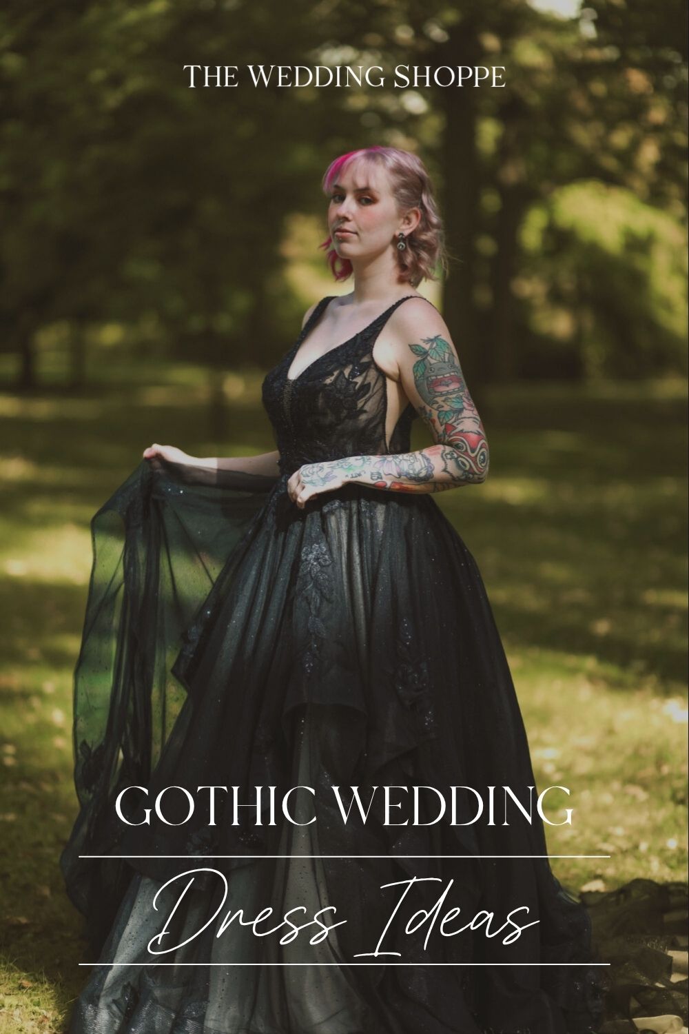Pinnable blog post graphic for "Gothic Wedding Dresses for a Moody Aesthetic" from The Wedding Shoppe.