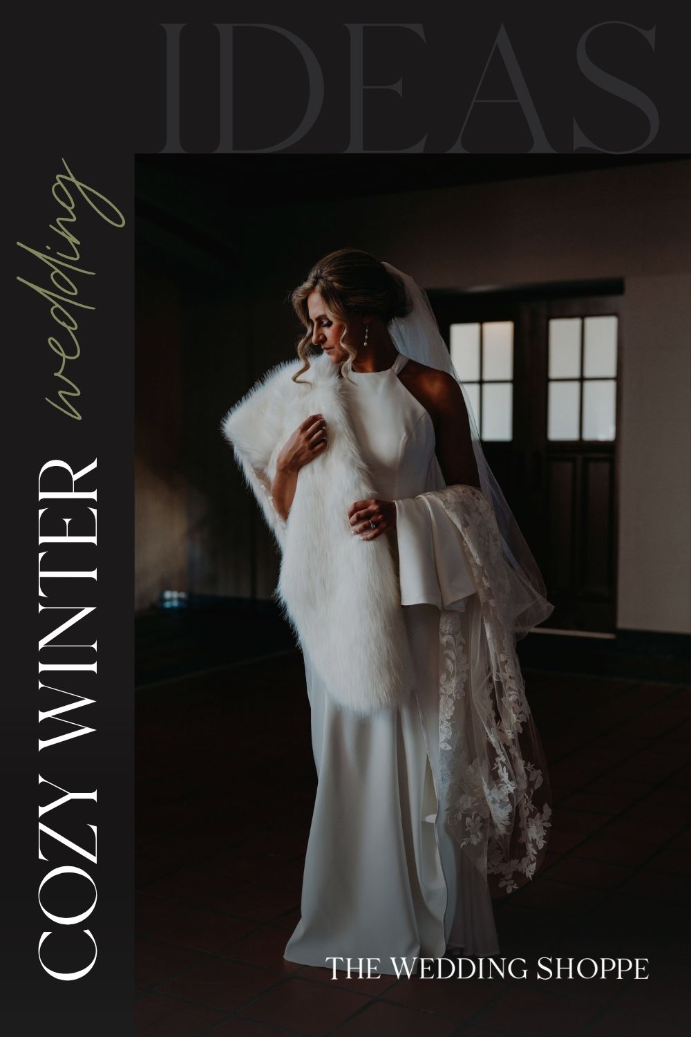 Pinnable blog post graphic for "Cozy Winter Wedding Ideas" from The Wedding Shoppe.