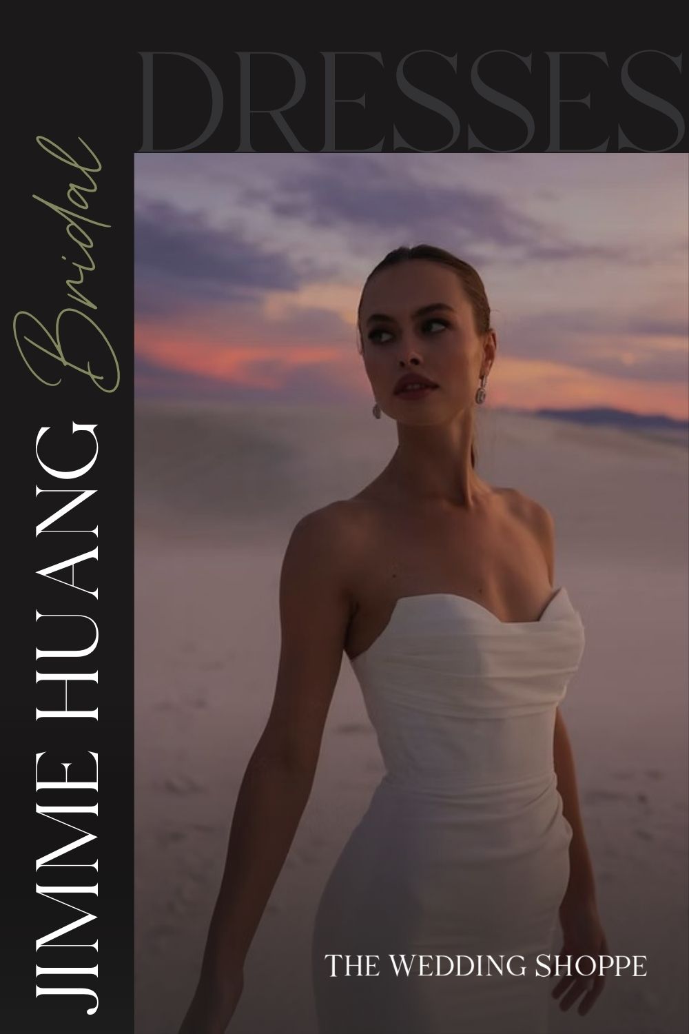 Pinnable blog post graphic for "Jimme Huang Bridal Dresses: Bespoke Elegance" from The Wedding Shoppe.